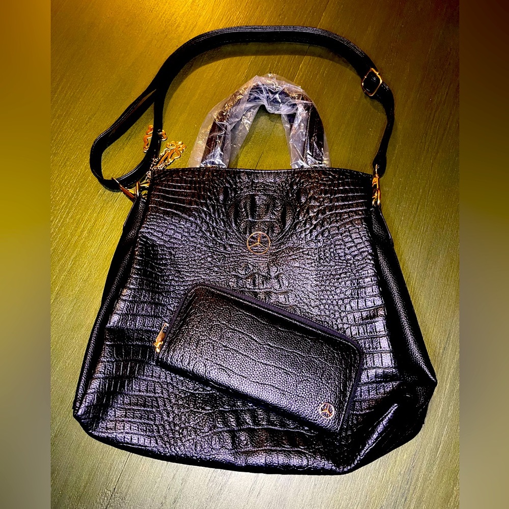 Mercedes Crocodile Leather Handbag with Wallet